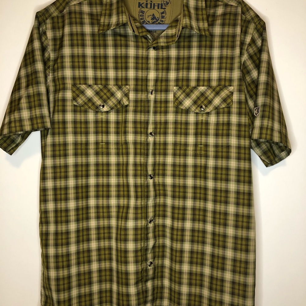 Kuhl mens snap down short sleeve shirt green